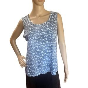 Chicos Zenergy Sleeveless Tank Top Sunglass Print‎ Beach Vacation Sz 2 Large ☀️